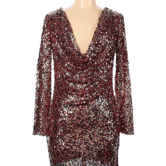 ASOS BRAND Starlet Cowl Neck Sequins Embellished Mini Dress  Women's 6 NWT HoCo - Picture 1 of 6